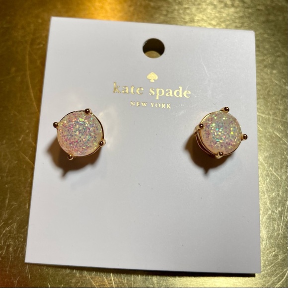 SOLD 🎉HP🎉 NWT Kate Spade New York Small Stud Earrings Glitter Opal - Picture 2 of 4